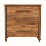 Arlen Spindle 3 Drawer Chest - Amber Oak Chest of Drawers - Bokel Home