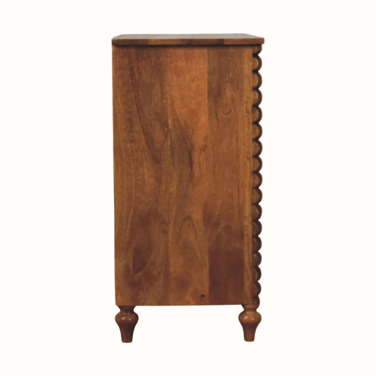 Arlen Spindle 3 Drawer Chest, Medium - Amber Oak Chest of Drawers - Bokel Home