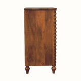 Arlen Spindle 3 Drawer Chest, Medium - Amber Oak Chest of Drawers - Bokel Home