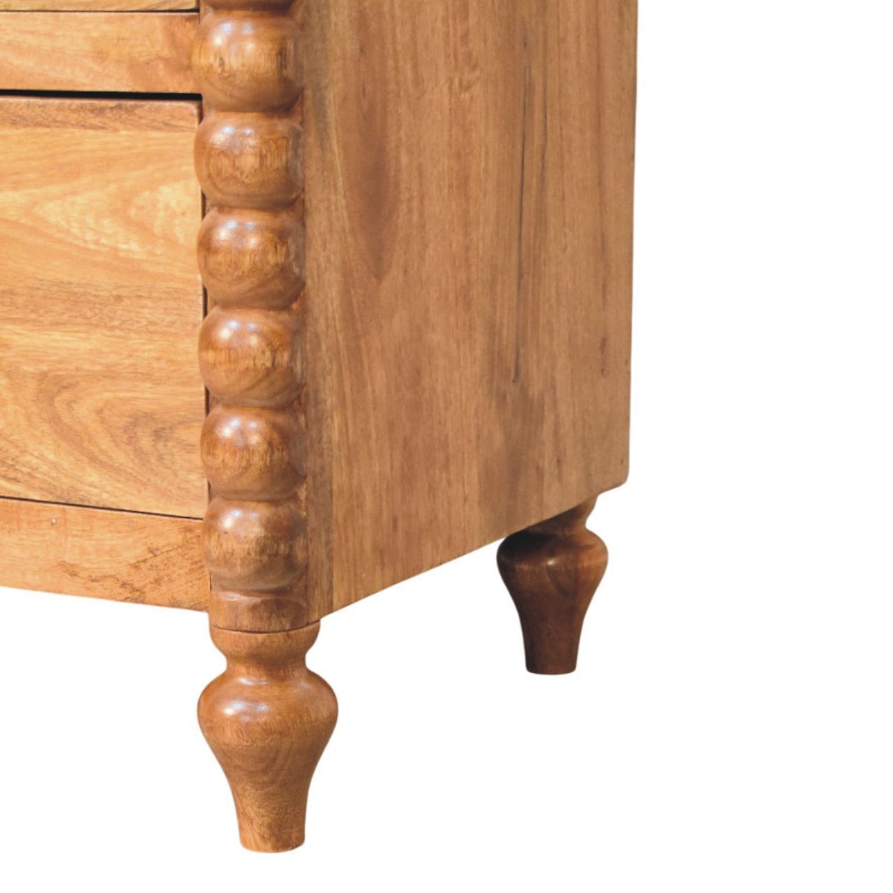 Arlen Spindle 3 Drawer Chest, Medium - Amber Oak Chest of Drawers - Bokel Home