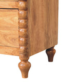 Arlen Spindle 3 Drawer Chest, Medium - Amber Oak Chest of Drawers - Bokel Home