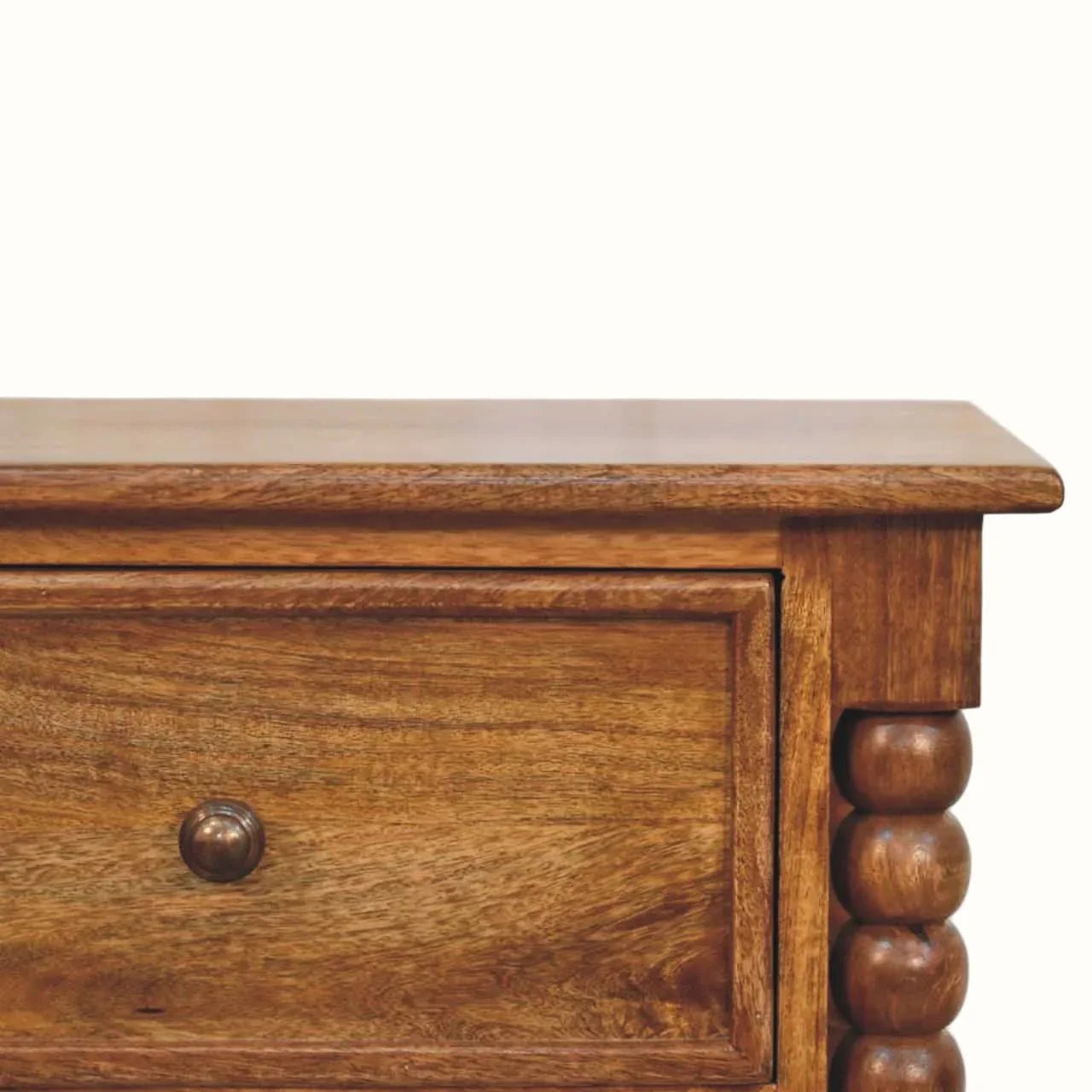 Arlen Spindle Bedside Cabinet, Medium - Amber Oak Bedside Tables - Bokel Home