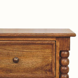 Arlen Spindle Bedside Cabinet, Medium - Amber Oak Bedside Tables - Bokel Home