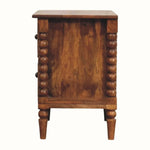 Arlen Spindle Bedside Cabinet, Medium - Amber Oak Bedside Tables - Bokel Home