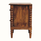 Arlen Spindle Bedside Cabinet, Medium - Amber Oak Bedside Tables - Bokel Home