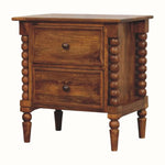 Arlen Spindle Bedside Cabinet, Medium - Amber Oak Bedside Tables - Bokel Home