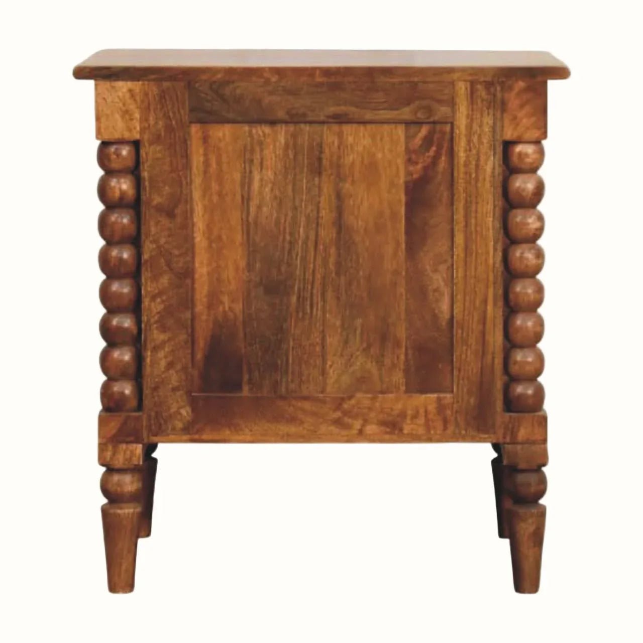 Arlen Spindle Bedside Cabinet, Medium - Amber Oak Bedside Tables - Bokel Home