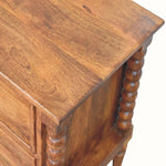Arlen Spindle Bedside Cabinet, Medium - Amber Oak Bedside Tables - Bokel Home