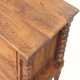 Arlen Spindle Bedside Cabinet, Medium - Amber Oak Bedside Tables - Bokel Home