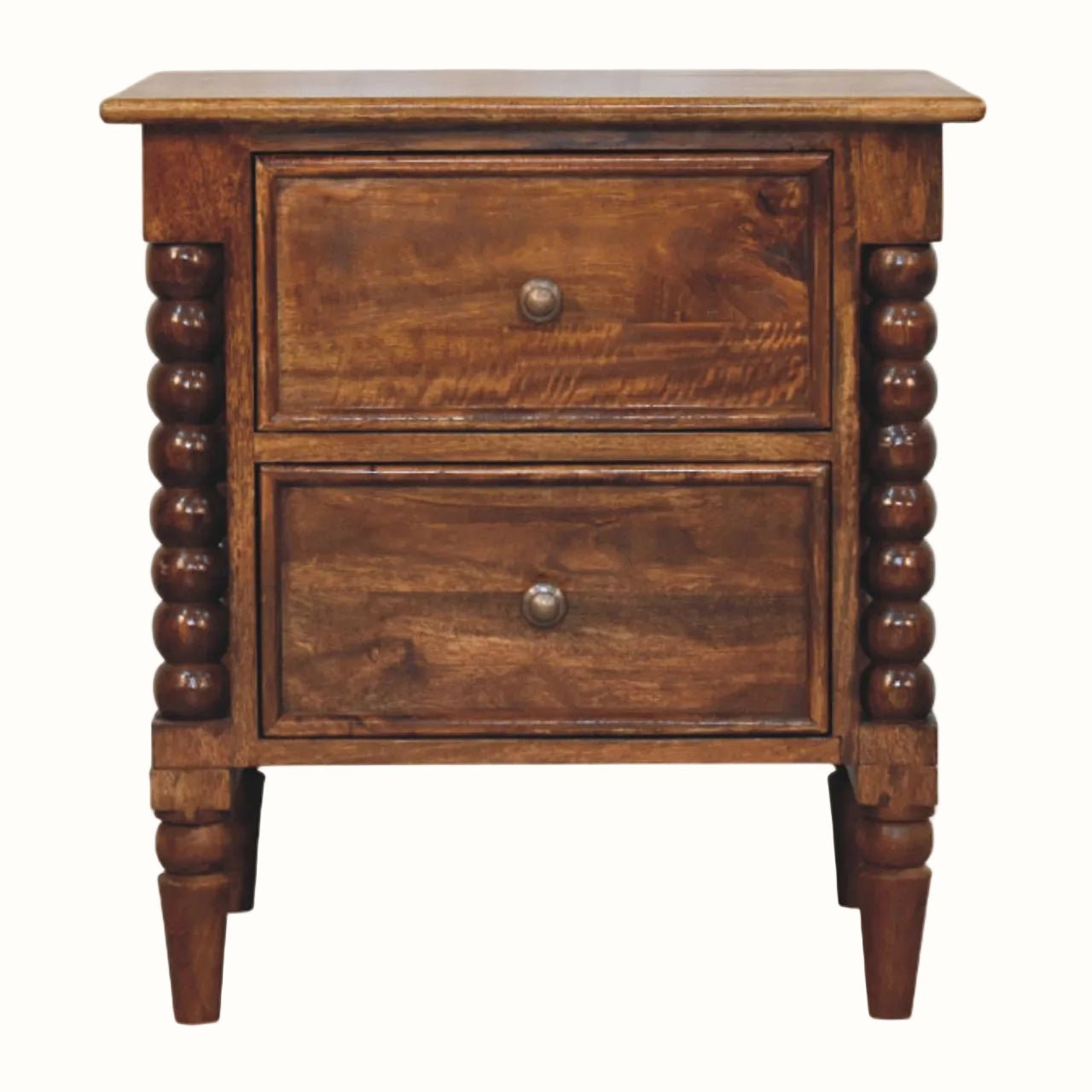 Arlen Spindle Bedside Cabinet, Medium - Chestnut Bedside Tables - Bokel Home
