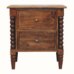 Arlen Spindle Bedside Cabinet, Medium - Chestnut Bedside Tables - Bokel Home
