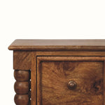 Arlen Spindle Bedside Cabinet, Small - Amber Oak Bedside Tables - Bokel Home