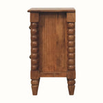 Arlen Spindle Bedside Cabinet, Small - Amber Oak Bedside Tables - Bokel Home