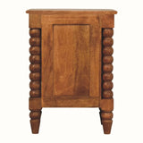 Arlen Spindle Bedside Cabinet, Small - Amber Oak Bedside Tables - Bokel Home
