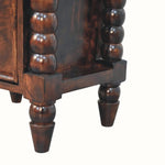 Arlen Spindle Bedside Cabinet, Small - California Walnut Bedside Tables - Bokel Home