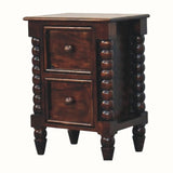 Arlen Spindle Bedside Cabinet, Small - California Walnut Bedside Tables - Bokel Home