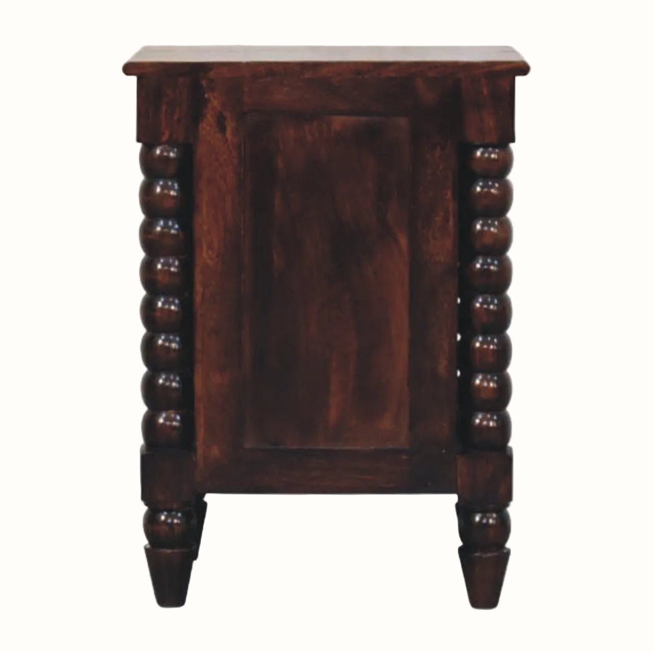 Arlen Spindle Bedside Cabinet, Small - California Walnut Bedside Tables - Bokel Home