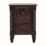 Arlen Spindle Bedside Cabinet, Small - California Walnut Bedside Tables - Bokel Home