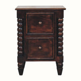 Arlen Spindle Bedside Cabinet, Small - California Walnut Bedside Tables - Bokel Home