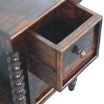 Arlen Spindle Bedside Cabinet, Small - California Walnut Bedside Tables - Bokel Home