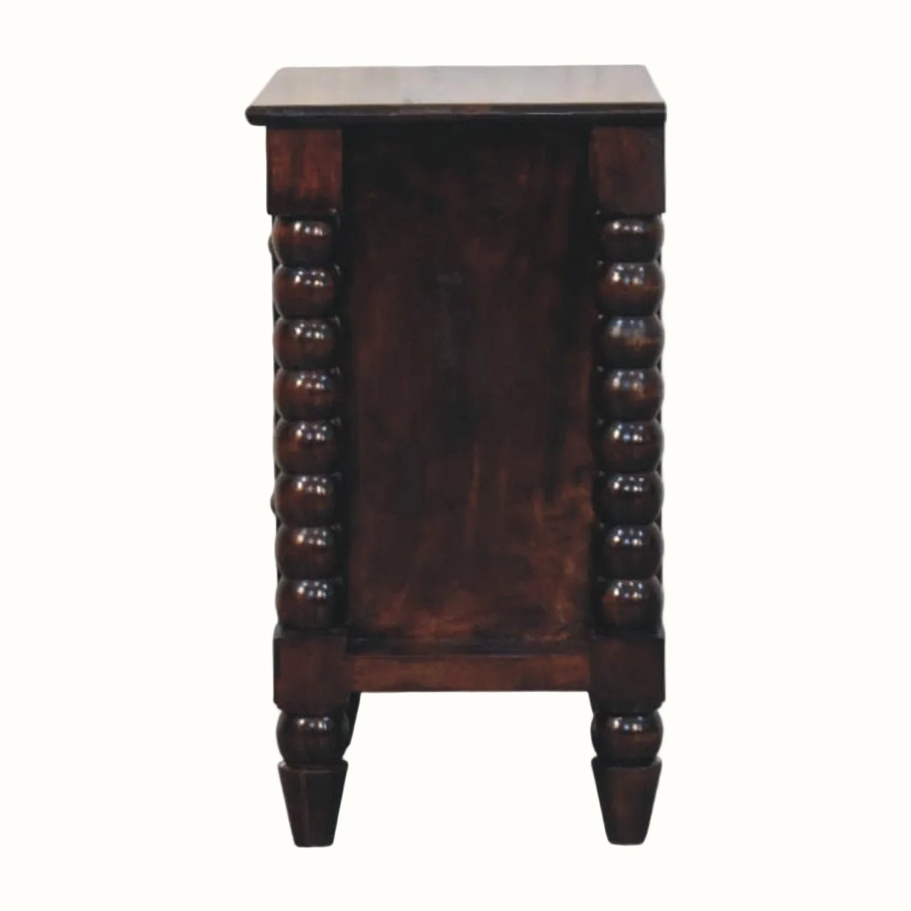 Arlen Spindle Bedside Cabinet, Small - California Walnut Bedside Tables - Bokel Home