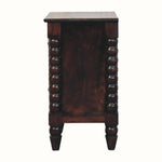 Arlen Spindle Bedside Cabinet, Small - California Walnut Bedside Tables - Bokel Home