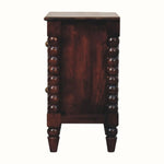 Arlen Spindle Bedside Cabinet, Small - Winewood Oak Bedside Tables - Bokel Home