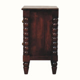 Arlen Spindle Bedside Cabinet, Small - Winewood Oak Bedside Tables - Bokel Home