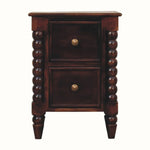 Arlen Spindle Bedside Cabinet, Small - Winewood Oak Bedside Tables - Bokel Home