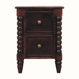 Arlen Spindle Bedside Cabinet, Small - Winewood Oak Bedside Tables - Bokel Home