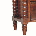 Arlen Spindle Bedside Cabinet, Small - Winewood Oak Bedside Tables - Bokel Home