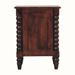 Arlen Spindle Bedside Cabinet, Small - Winewood Oak Bedside Tables - Bokel Home