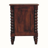 Arlen Spindle Bedside Cabinet, Small - Winewood Oak Bedside Tables - Bokel Home