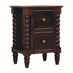 Arlen Spindle Bedside Cabinet, Small - Winewood Oak Bedside Tables - Bokel Home