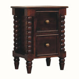 Arlen Spindle Bedside Cabinet, Small - Winewood Oak Bedside Tables - Bokel Home