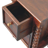Arlen Spindle Bedside Cabinet, Small - Winewood Oak Bedside Tables - Bokel Home