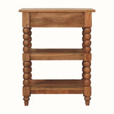 Arlen Spindle Bedside Table 1 Drawer, Medium - Golden Teak Bedside Tables - Bokel Home