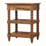 Arlen Spindle Bedside Table 1 Drawer, Medium - Golden Teak Bedside Tables - Bokel Home