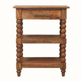 Arlen Spindle Bedside Table 1 Drawer, Medium - Golden Teak Bedside Tables - Bokel Home