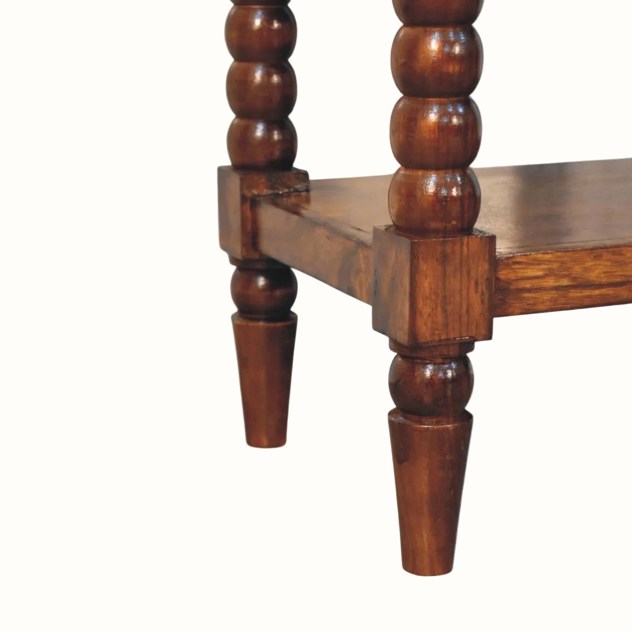 Arlen Spindle Bedside Table with 1 Drawer, Medium - Chestnut Bedside Tables - Bokel Home