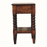Arlen Spindle Bedside Table with 1 Drawer, Medium - Chestnut Bedside Tables - Bokel Home