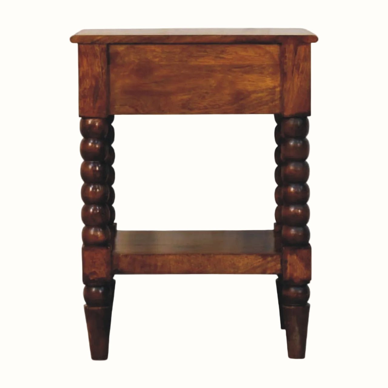Arlen Spindle Bedside Table with 1 Drawer, Medium - Chestnut Bedside Tables - Bokel Home