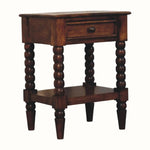 Arlen Spindle Bedside Table with 1 Drawer, Medium - Chestnut Bedside Tables - Bokel Home