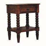 Arlen Spindle Bedside Table with 1 Drawer, Medium - Chestnut Bedside Tables - Bokel Home