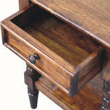 Arlen Spindle Bedside Table with 1 Drawer, Medium - Chestnut Bedside Tables - Bokel Home