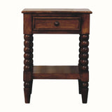 Arlen Spindle Bedside Table with 1 Drawer, Medium - Chestnut Bedside Tables - Bokel Home