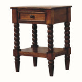 Arlen Spindle Bedside Table with 1 Drawer, Medium - Chestnut Bedside Tables - Bokel Home