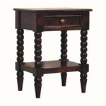 Arlen Spindle Bedside Table with 1 Drawer, Medium - Winewood Oak Bedside Tables - Bokel Home
