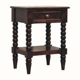 Arlen Spindle Bedside Table with 1 Drawer, Medium - Winewood Oak Bedside Tables - Bokel Home