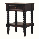 Arlen Spindle Bedside Table with 1 Drawer, Medium - Winewood Oak Bedside Tables - Bokel Home